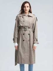 Casual Long Windbreaker Coat Solid Loose Outerwear Women's Clothing