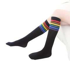 Colorful Striped Knit Socks for Girls