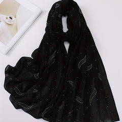 Wavy Leaf Chiffon Scarf Hijab Classic Shawl Head Wrap Women Hair Accessory