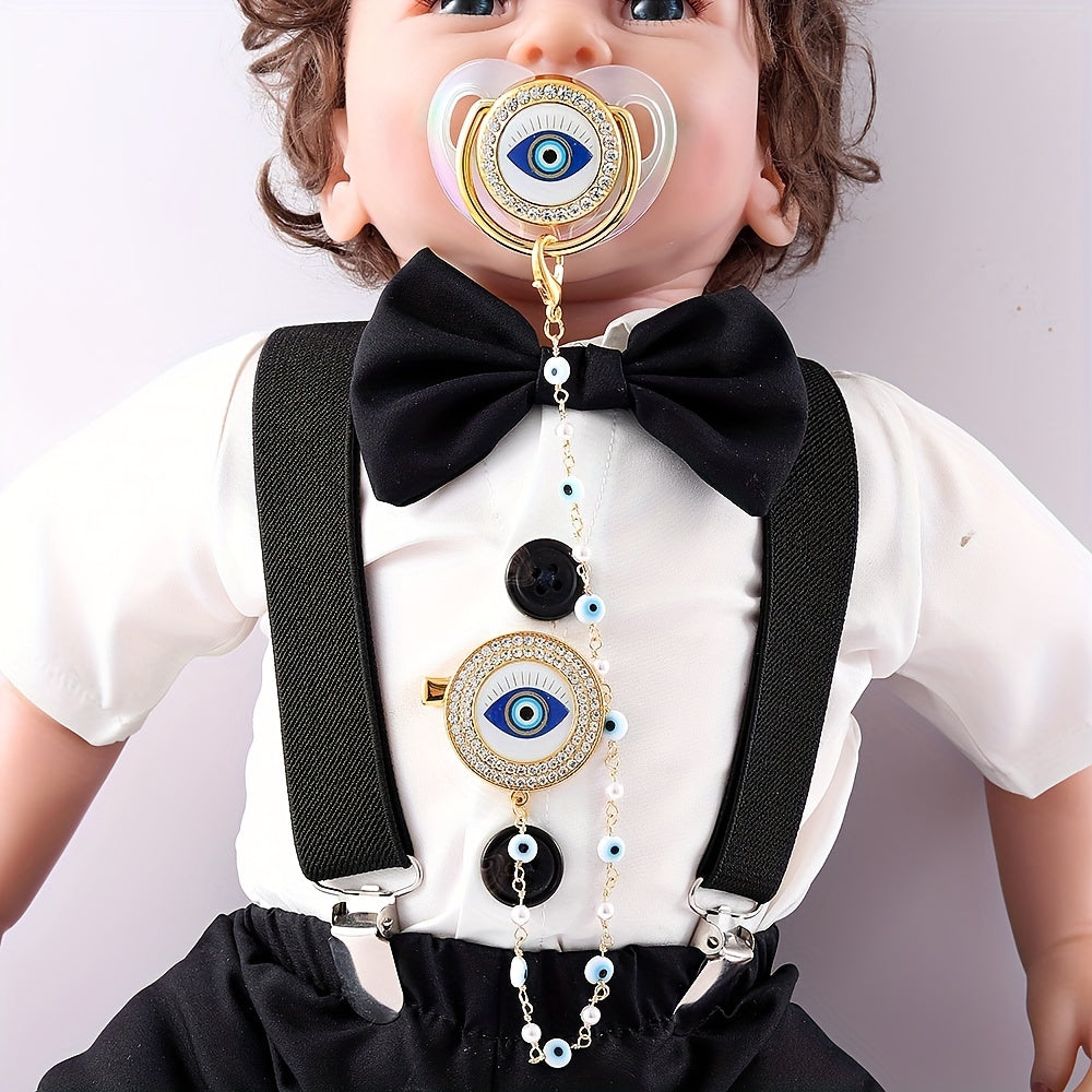Evil Eye Pacifier with Chain Clip