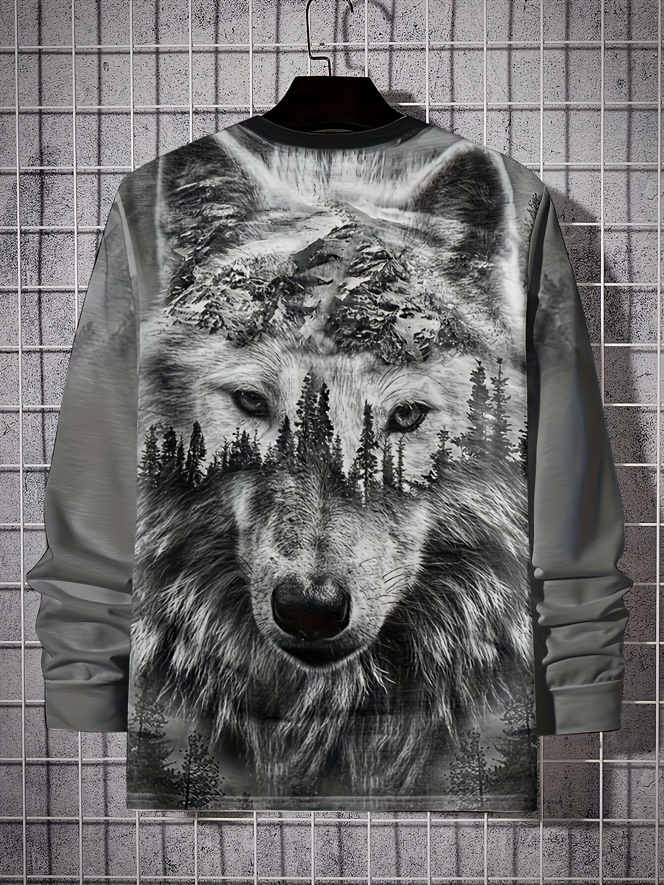 Wolf 3D Print Hoodie for Men Drawstring Hooded Pullover