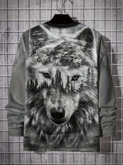 Wolf 3D Print Hoodie for Men Drawstring Hooded Pullover