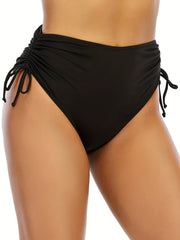 High Stretch Bikini Bottom Drawstring Tie Side High Cut Beachwear