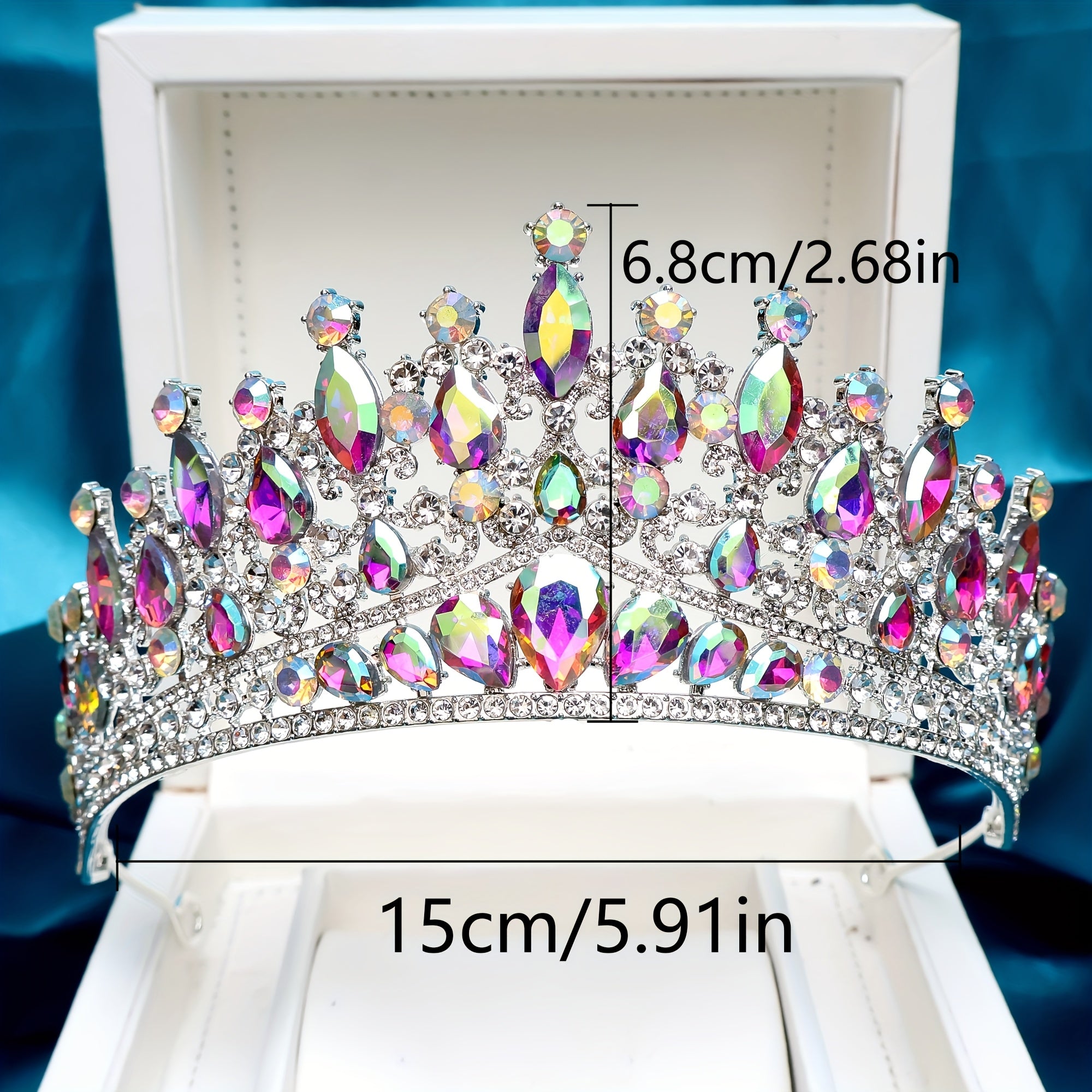 Boho Bridal Crown with Colorful Stones