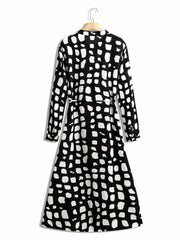  Boho Dress Women's Plus Dot Print Long Sleeve Button Up Maxi Shirt Dre