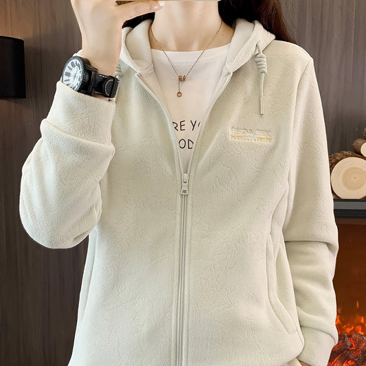 Hooded Jacket Plush Lined Sports Coat Women's Activewear