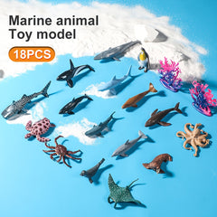 18pcs Ocean Animal Educational Toy Models Cake Decoration Aquarium Decor