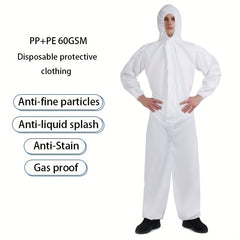 Disposable Safety Protective Hooded Overalls, PP Material, PE Film, Waterproof