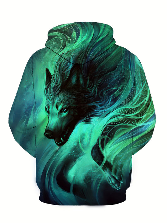 Wolf 3D Print Hoodie Men's Pullover Hooded Sweatshirt