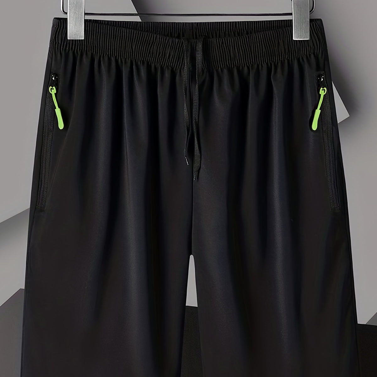 Men's Elastic Waist Drawstring Shorts Zipper Pockets Gym Workout Training
