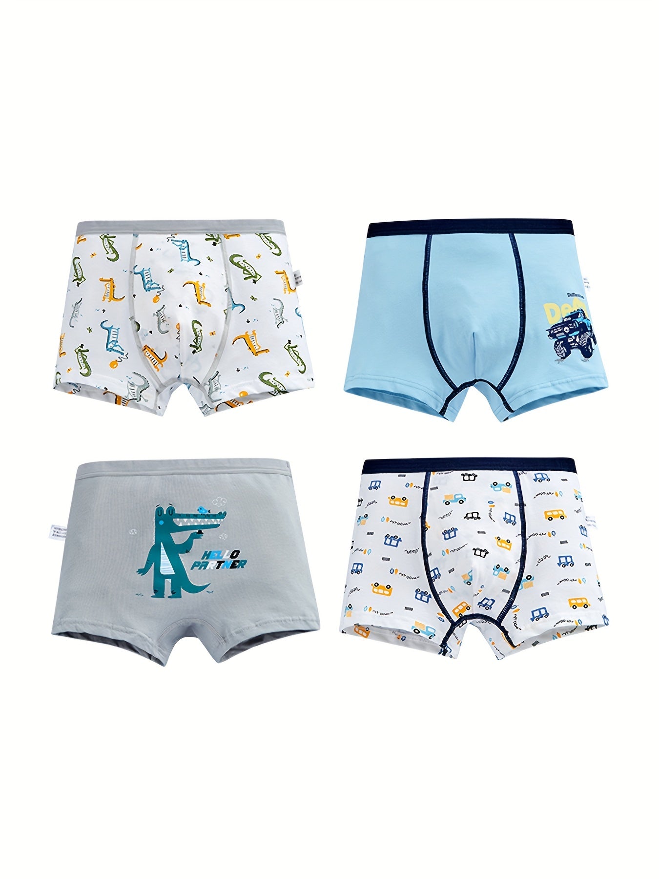 4pcs Astronaut Print Boxer Briefs for Boys