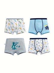 4pcs Astronaut Print Boxer Briefs for Boys