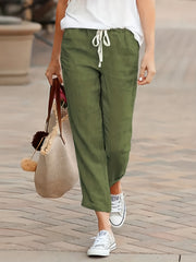 Women's Plus Solid Drawstring Elastic Waist Soft Harem Pants