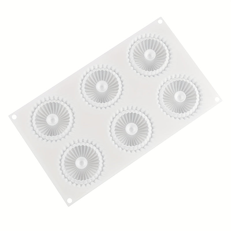 6 Cavity Silicone Mold for Baking Mousse Cake with Ribbed Detail