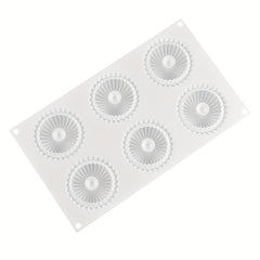 6 Cavity Silicone Mold for Baking Mousse Cake with Ribbed Detail