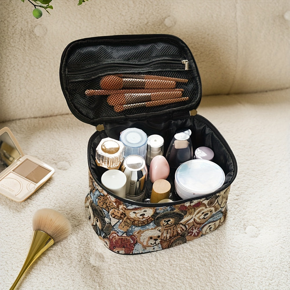 Bears Pattern Makeup Organizer Bag Portable Cosmetic Brush Storage Bag