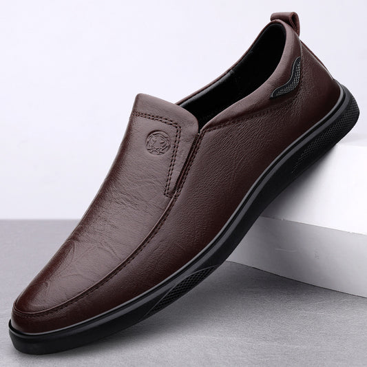 CLOHOO Men's Leather Slip On Soft Insole Casual Dress Shoes