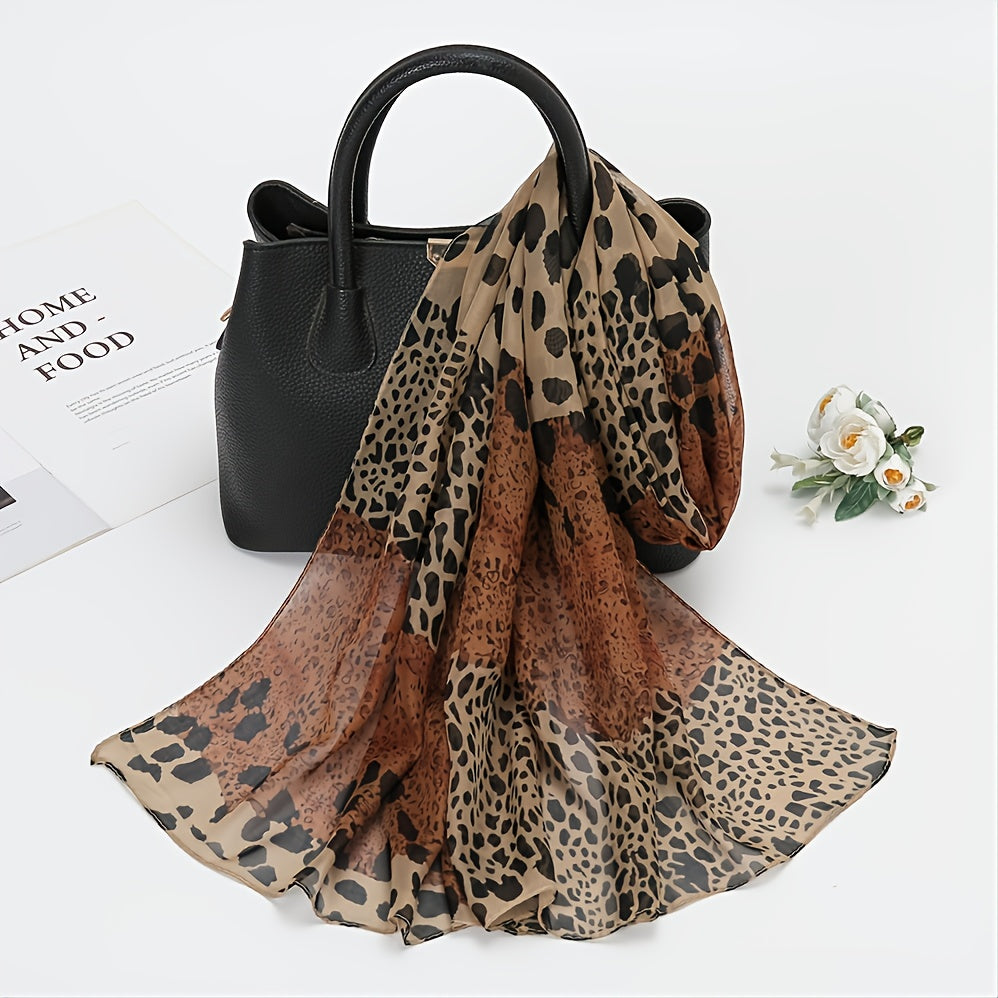 Leopard Print Chiffon Scarf Women's Scarf