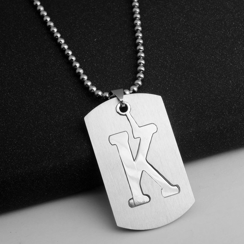 Men's Letter Pendant Necklace Stainless Steel Punk Chain A N