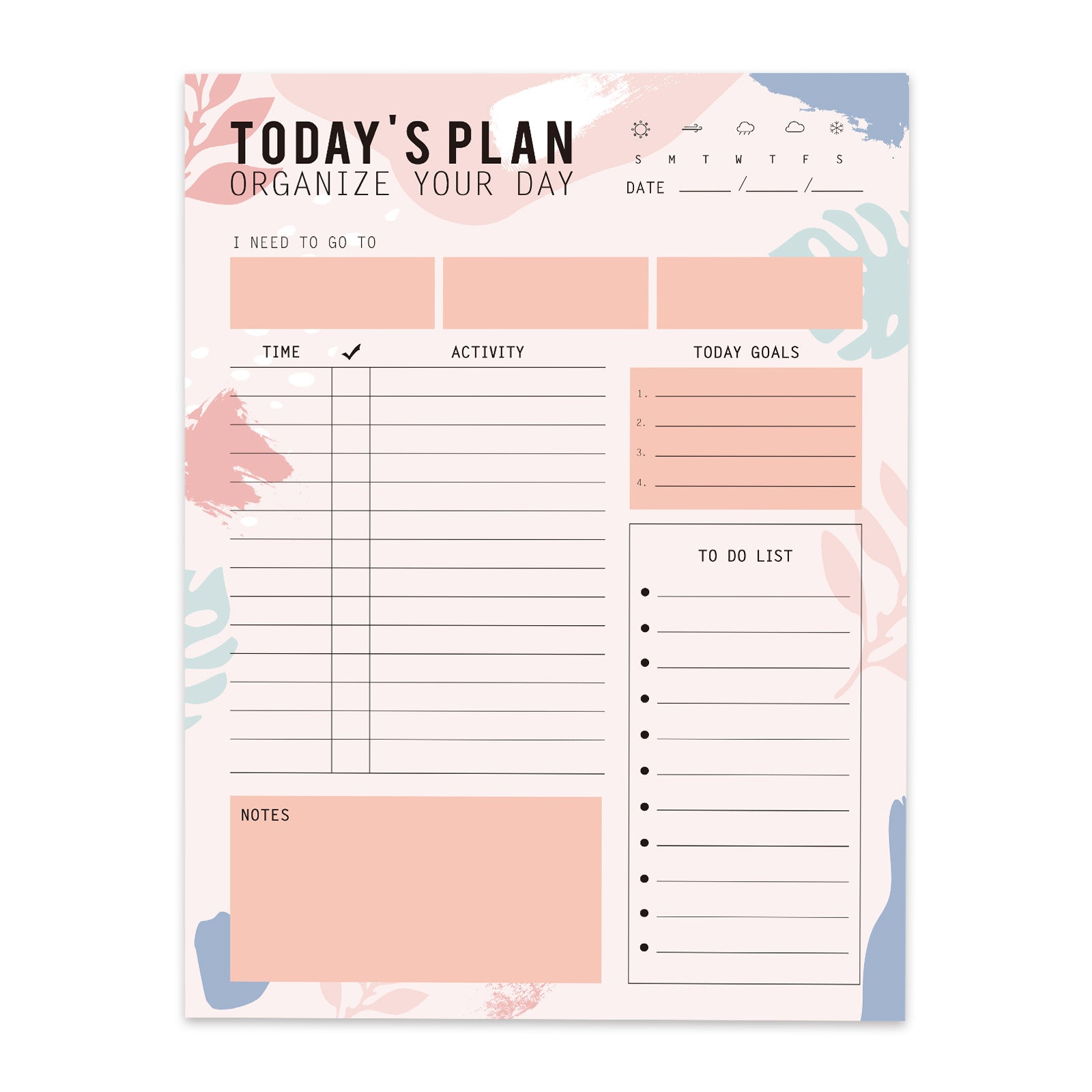 Trees 1pc Schedule Notebook 8.6x6.5 Inches 52 Sheets
