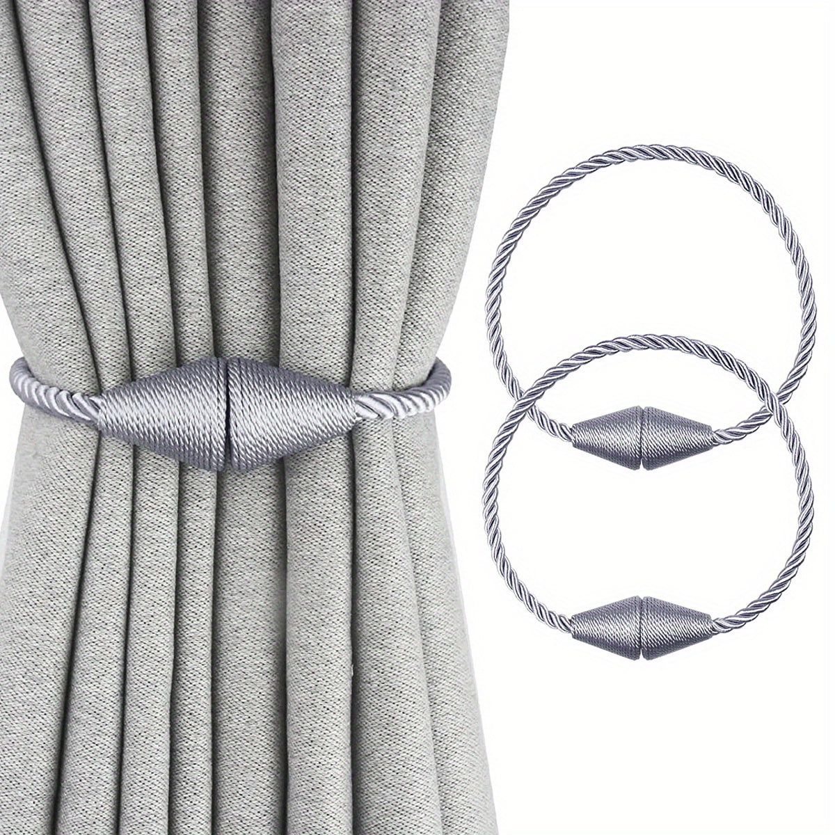 2pcs Magnetic Curtain Tiebacks Weave Holdbacks Easy to Use Stylish Home Decor