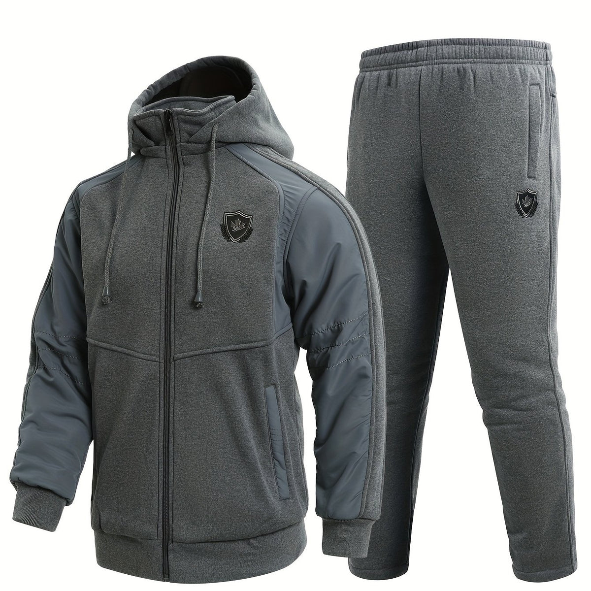 Men's Zip Up Warm Jacket & Drawstring Pants Casual Suit