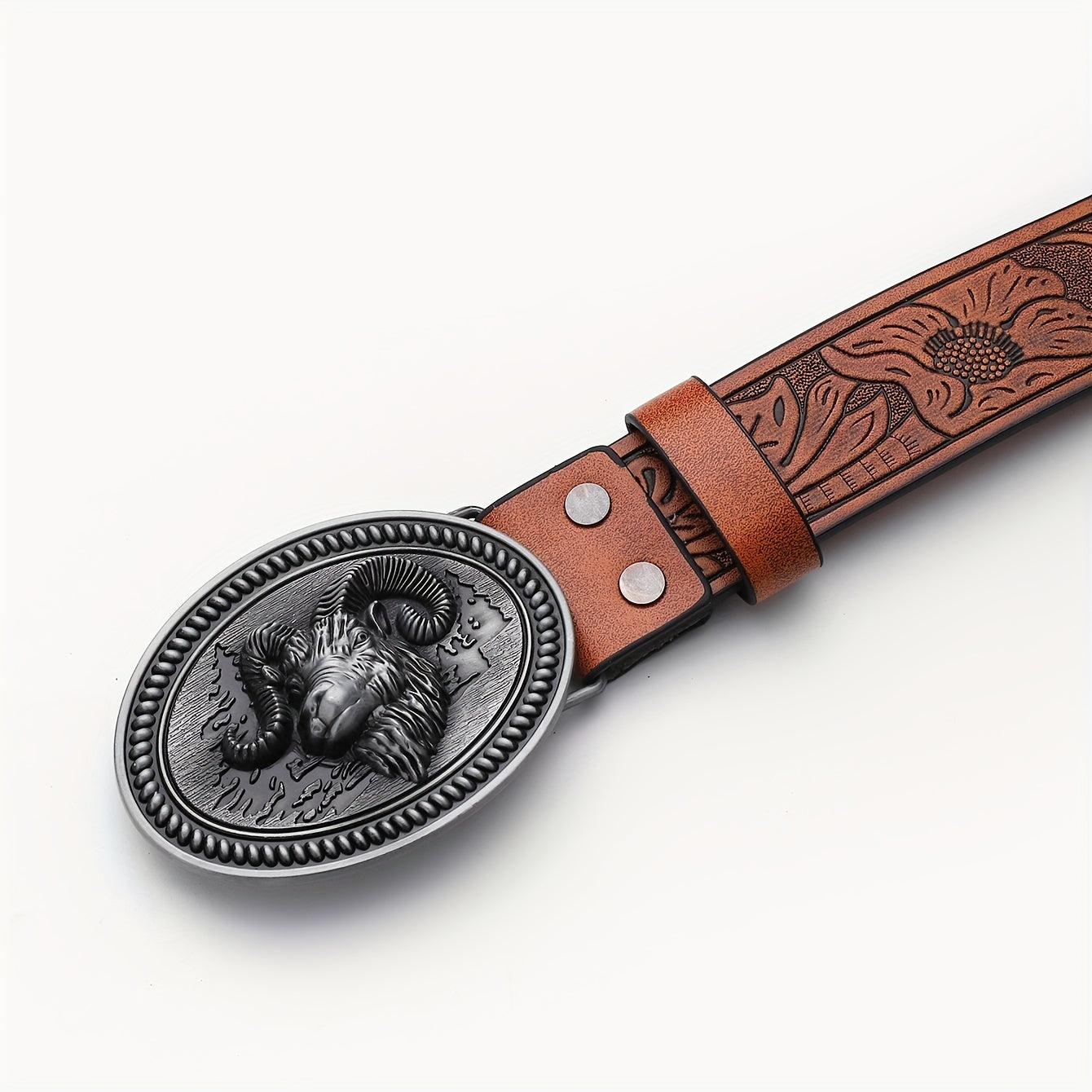 1pc Hardware Embossed Leather Belt Waistband Retro Casual Belt For Men