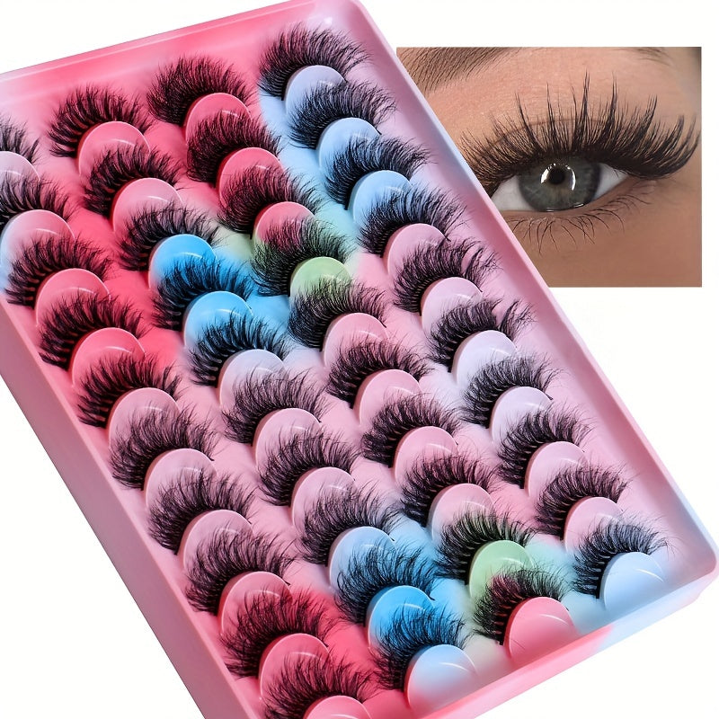 20 Pairs 3D Faux Mink Lashes Curly Wispy Fluffy Extensions