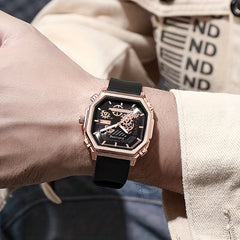 Waterproof Chronograph Wristwatch Analog Leather Strap Watch For Boys