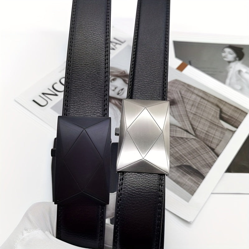 Men's Leather Belt Automatic Buckle Business Suit Waist Strap