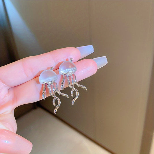 Silver Plated Jellyfish Earrings Ear Jewelry Women