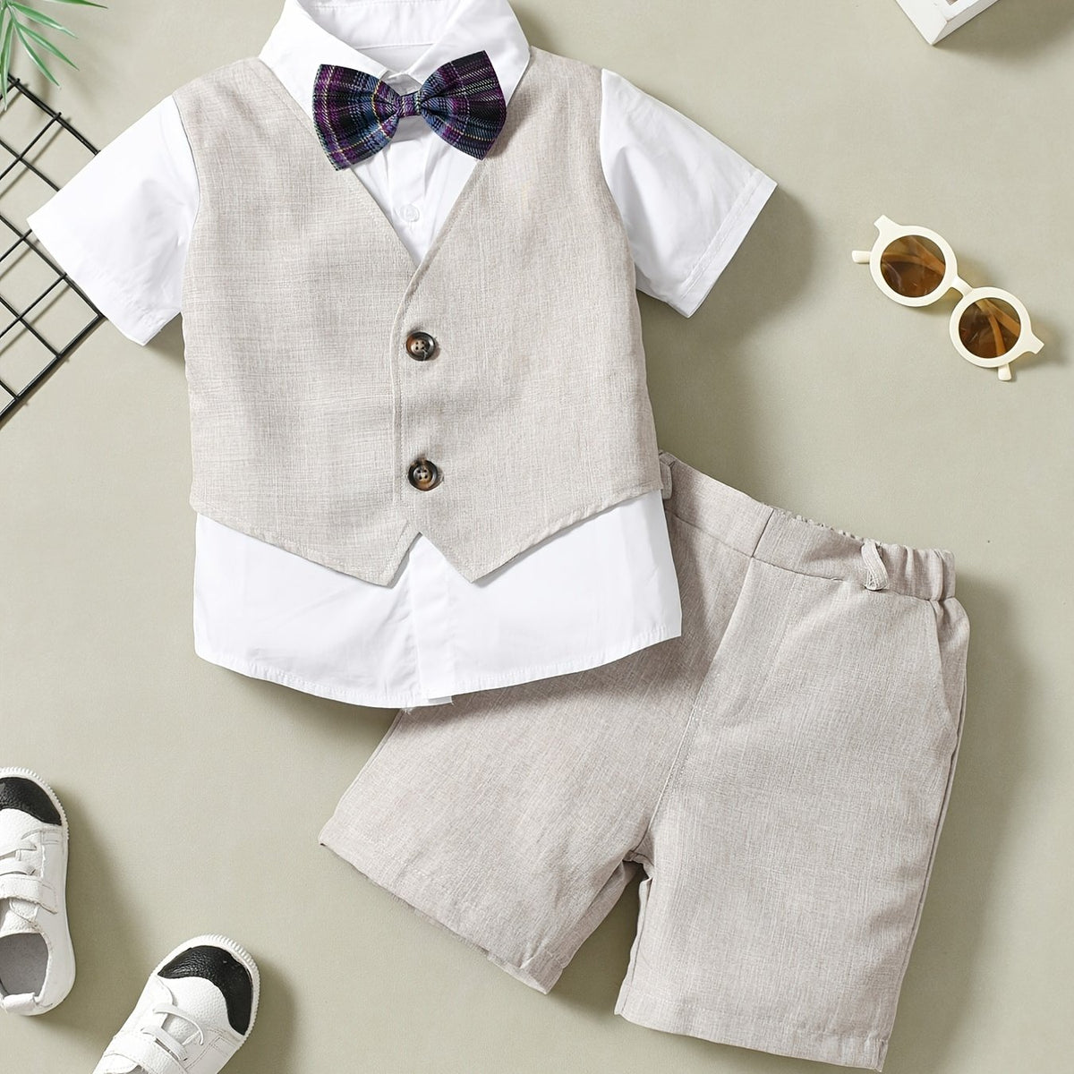 Boys Gentleman Outfit Shirt & Shorts Set Kids Clothes