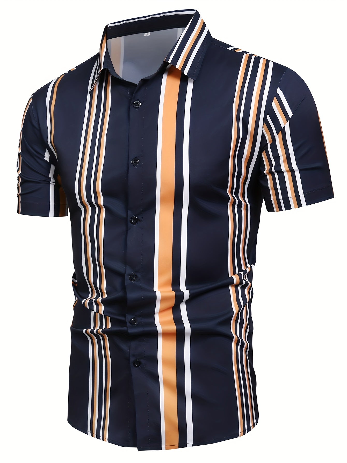 Men's Striped Lapel Shirt