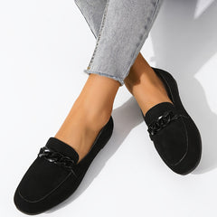 Metal Chain Decor Flat Loafers Women's Shoes
