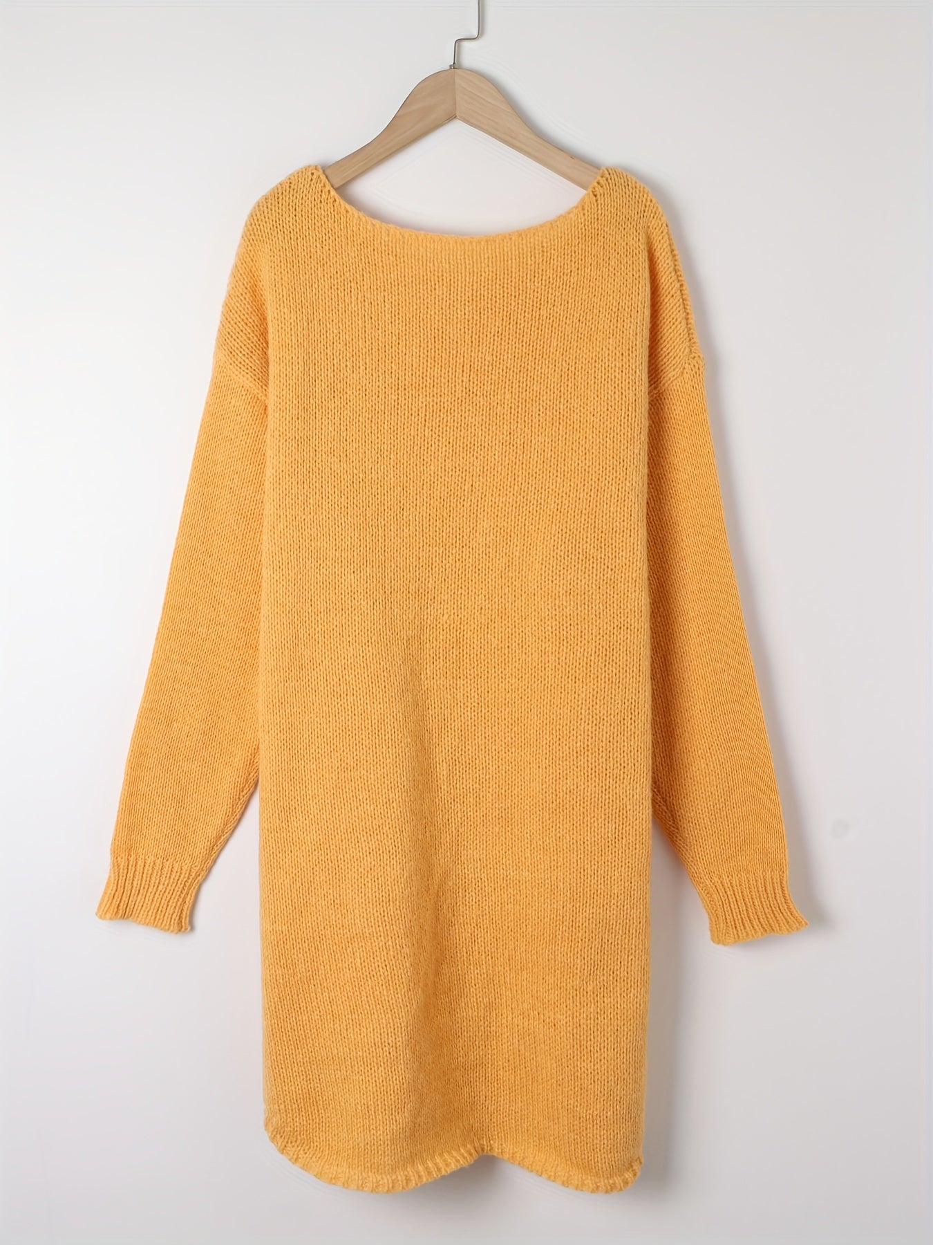  Solid Long Sleeve Crew Neck Sweater