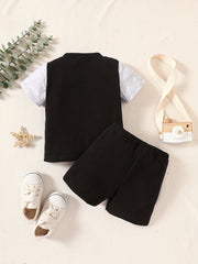 Boys Block Pocket T Shirt And Shorts Set for Summer