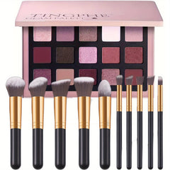 15 Colors Purple Eyeshadow 10 Brushes Set Eye Makeup