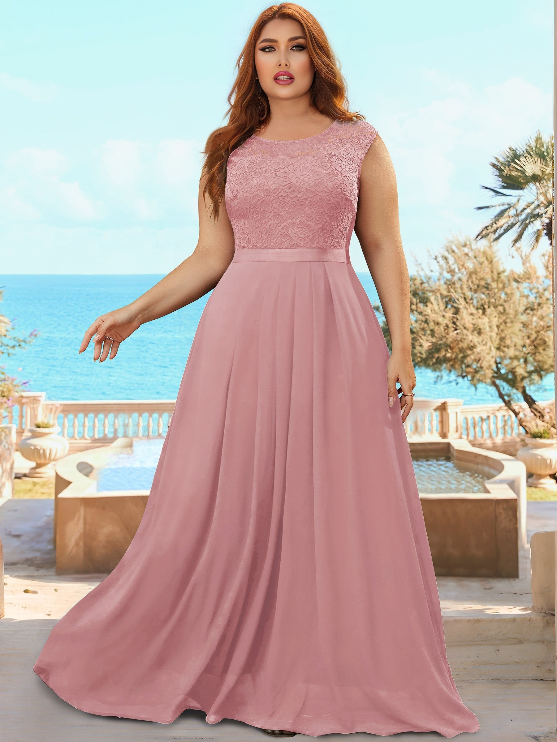  Lace Cap Sleeve Wedding Maxi Dress