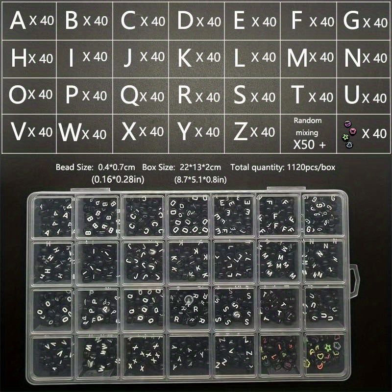 Acrylic Letter Beads 1120pcs Set DIY Bracelet Jewelry Beading