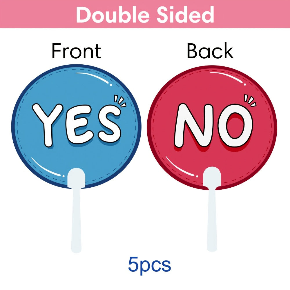 5pcs Double Sided YES NO Hand Sign Cards Classroom Teaching Aids Assorted