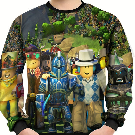 Teens 3D Cartoon Game Print Sweatshirt Kids Casual Street Wear