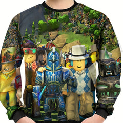 Teens 3D Cartoon Game Print Sweatshirt Kids Casual Street Wear
