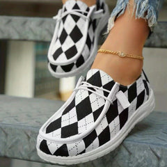 Women's Lightweight Flat Canvas Shoes Lace Up Casual Walking Shoes
