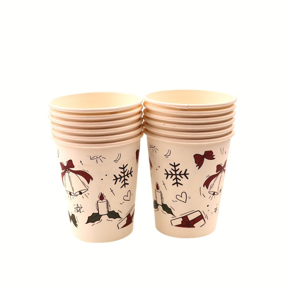 10pcs Christmas Disposable Paper Cup 9oz For Party Gatherings