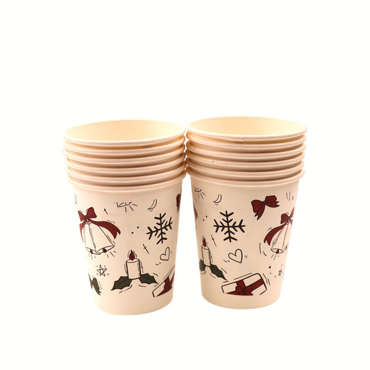 10pcs Christmas Disposable Paper Cup 9oz For Party Gatherings