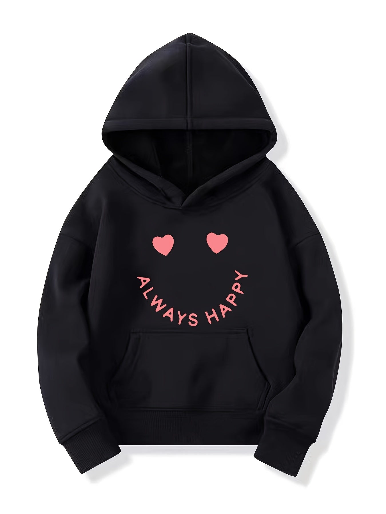 Girls Creative Smile Print Hooded Sweatshirt Top Youth