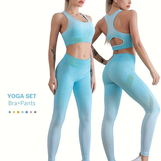 Yoga Set Racerback Crop Top & Leggings Suit Women's Activewear
