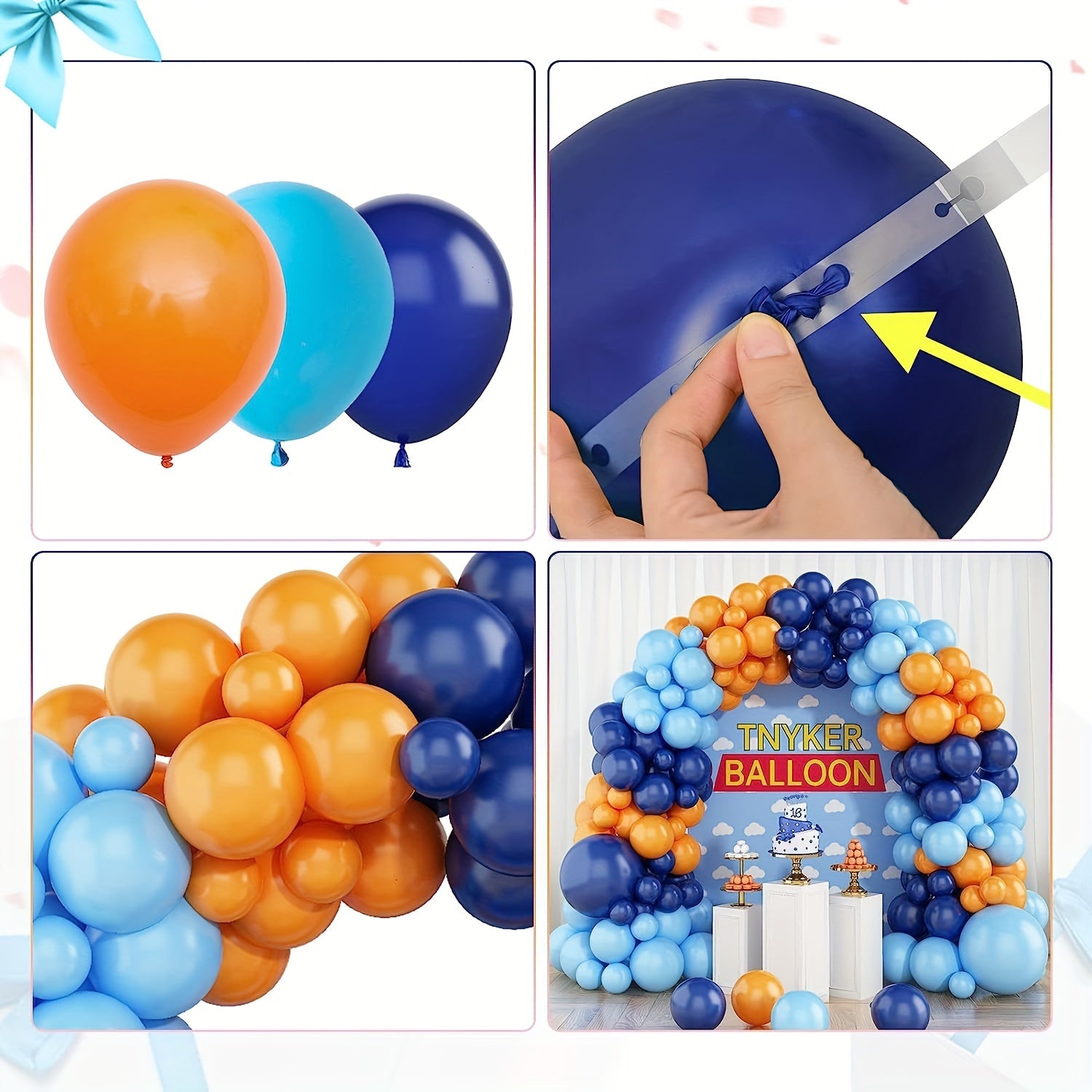 Navy and Orange Balloons Garland Arch Kit for Wedding Birthday Party