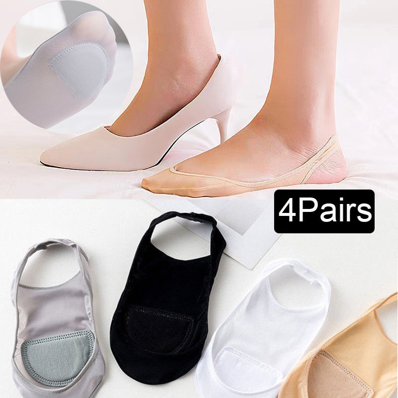 4 Pairs Half Palm Slingback Socks Hollow Out High Heels Socks Women's Stockings