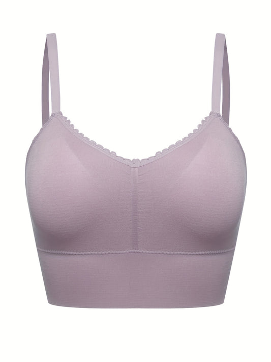 Ruched Scallop Trim Seamless Bralette